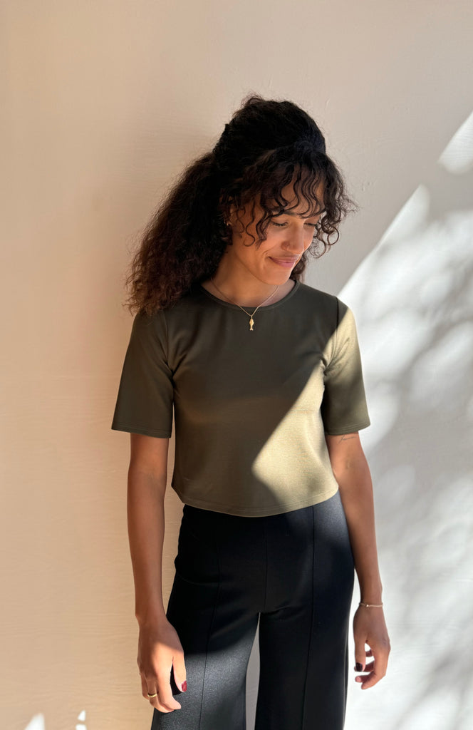Ponte Knit Short Sleeve in olive