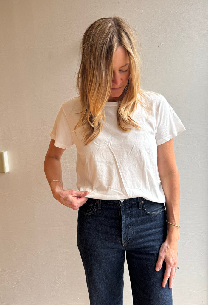 Ojai Cropped Tee in Washed White