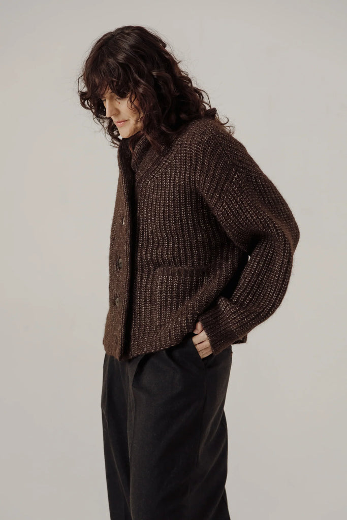Oversized Shawl Cardigan in Carob