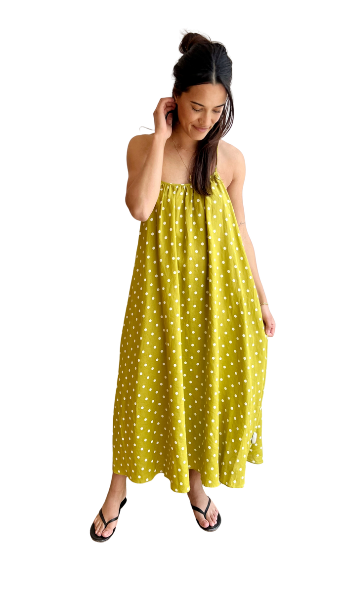 Mustard polka-dot cami dress