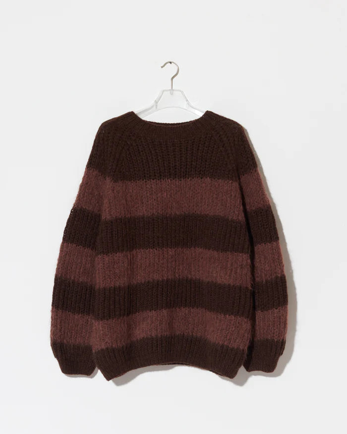Brown stripe alpaca brioche pullover