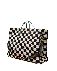Summer Simple Tote Crochet Checker - Black/Cream