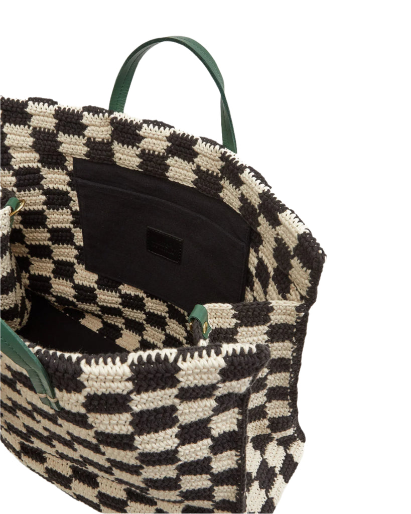 Summer Simple Tote Crochet Checker - Black/Cream