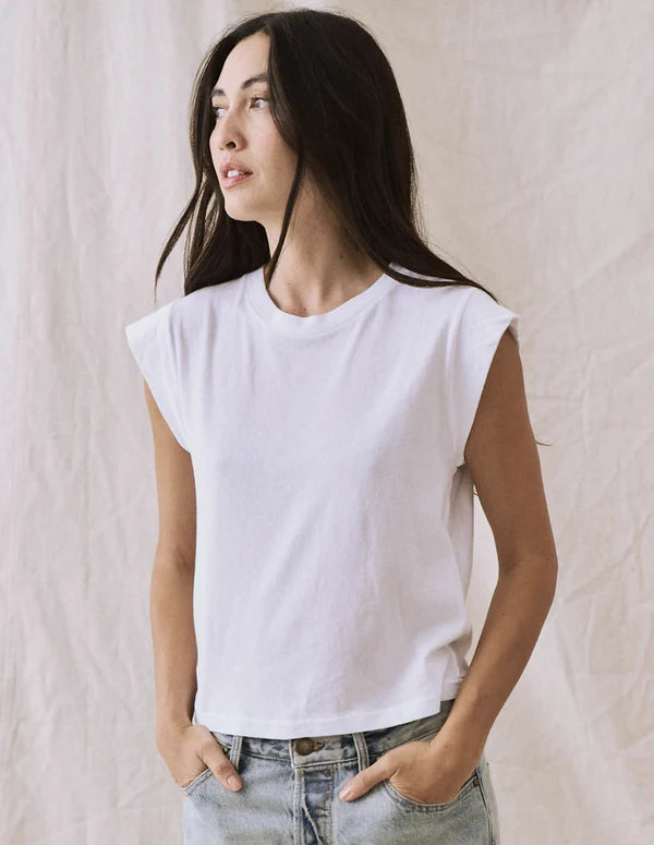 The Peak shoulder tee in white