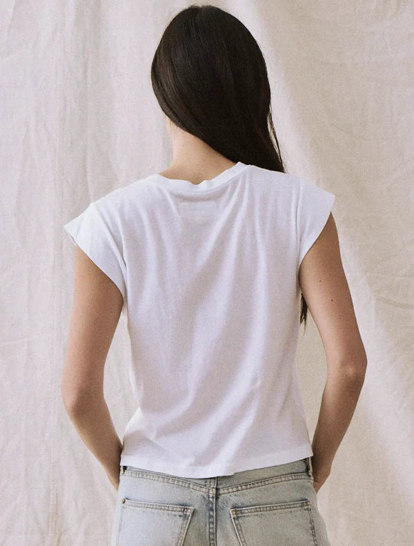 The Peak shoulder tee in white