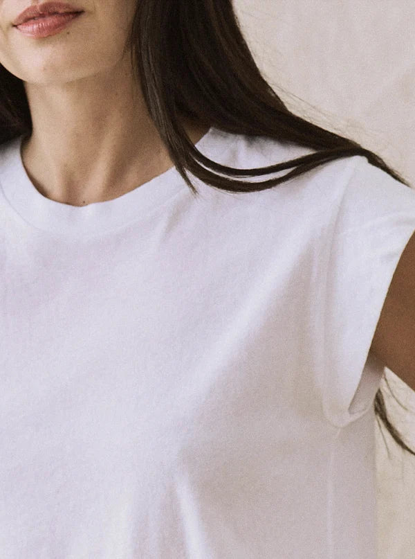 The Peak shoulder tee in white