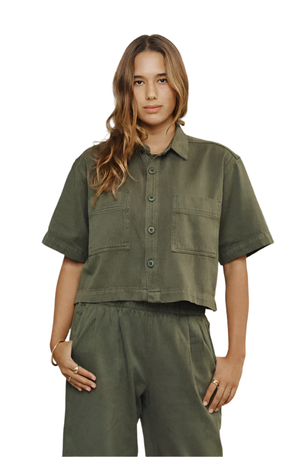 Phinney Twill Shirt in Olive Green