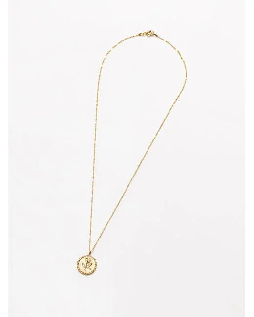 Gold Rose Coin Necklace