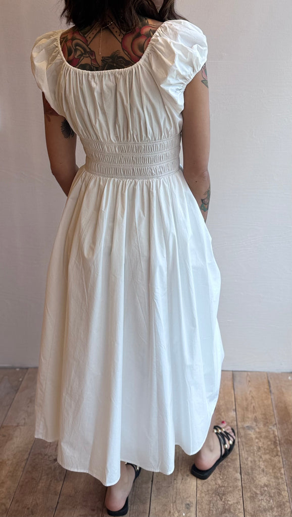 Cotton poplin ROBIN dress in white