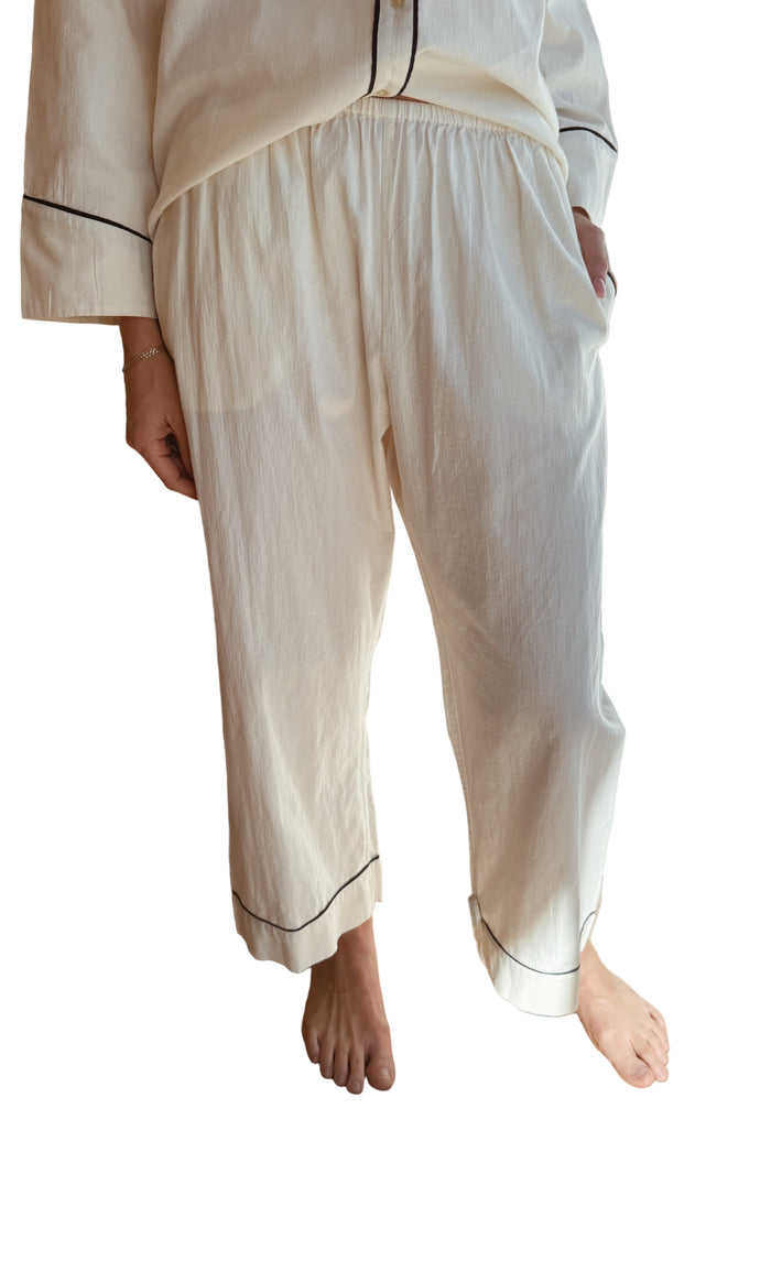 The Flannel Western Easy Pant in cream