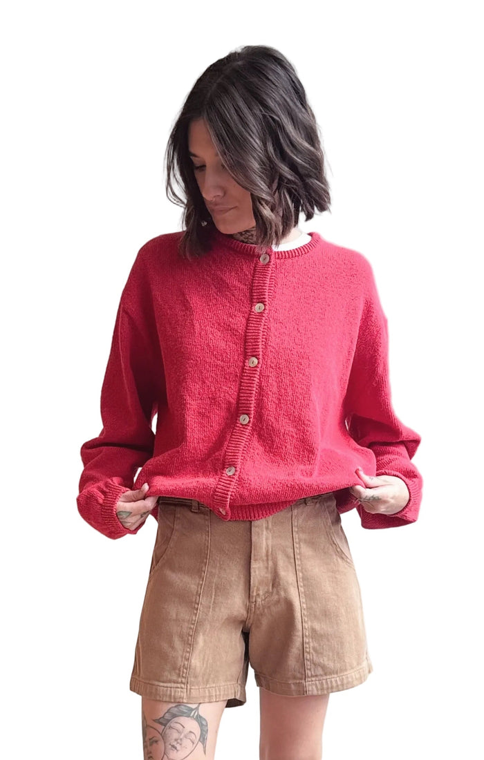 Cotton Leila Cardigan in Chili