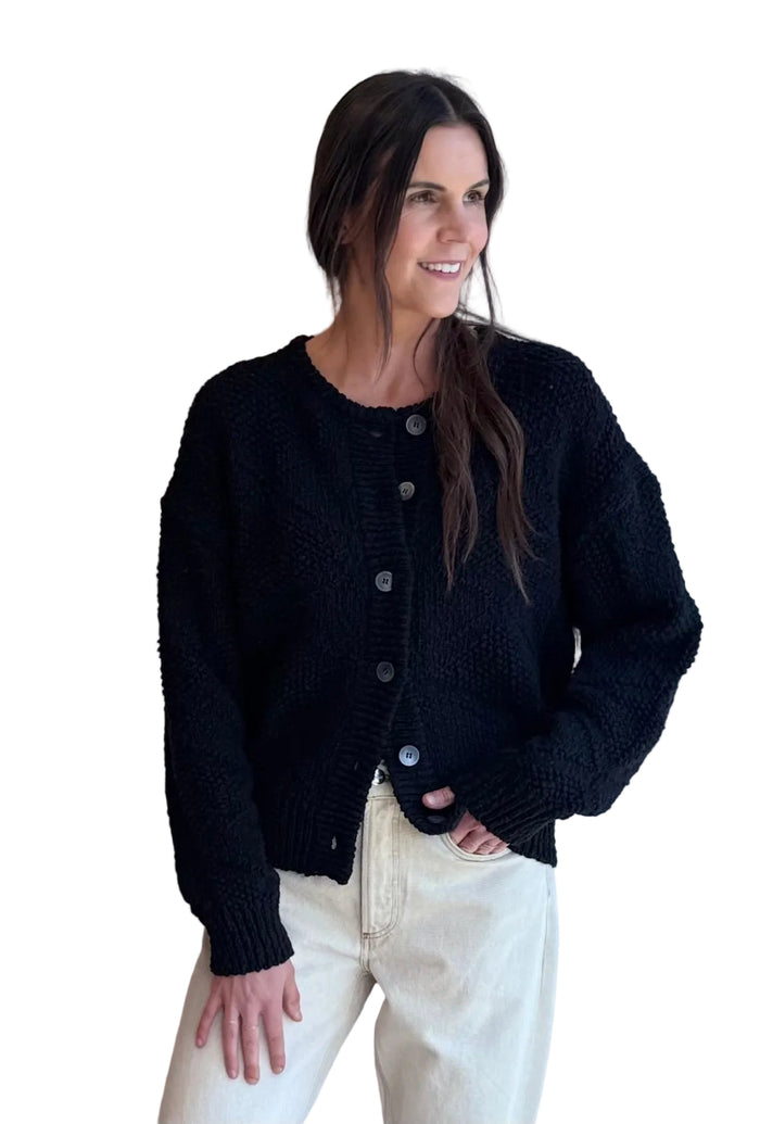 Mason Cotton Cardigan in Black