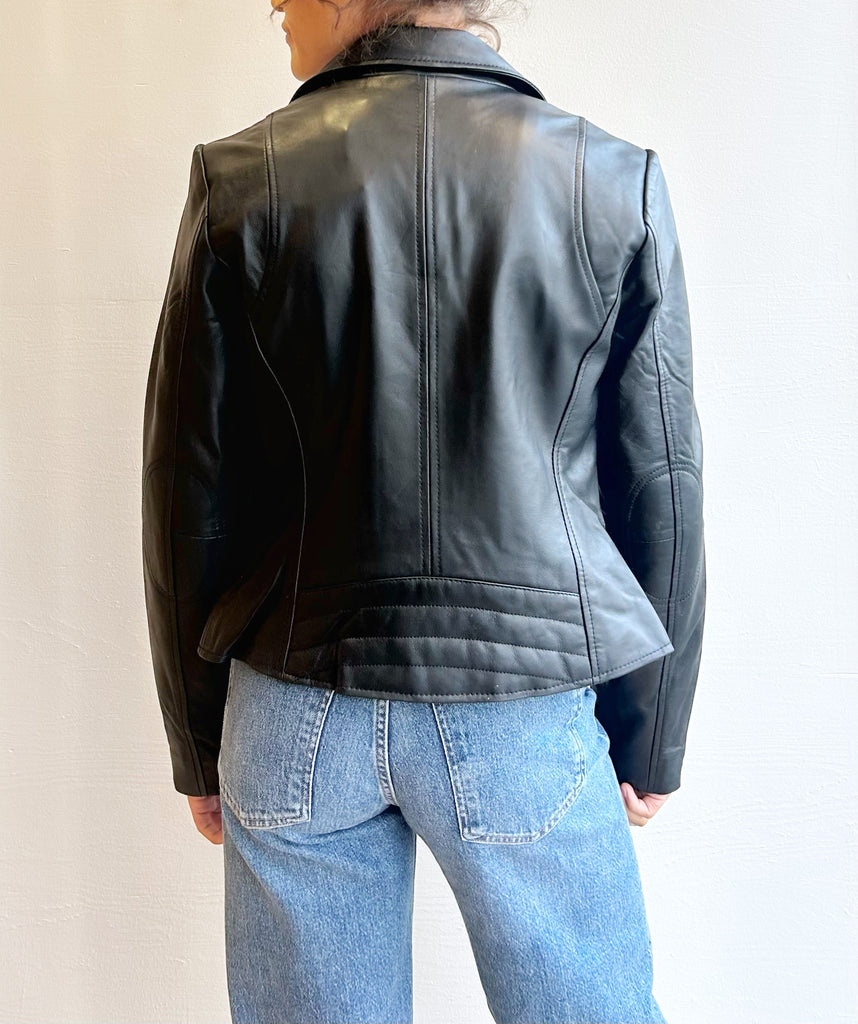 Phoenix leather moto jacket in black