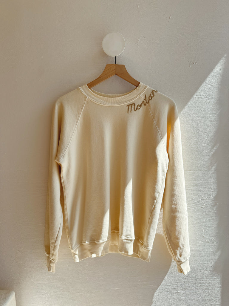 Cream embroidered Montana Sweatshirt- tan thread