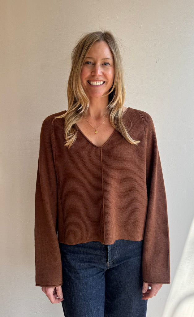 Brown Mia V Sweater