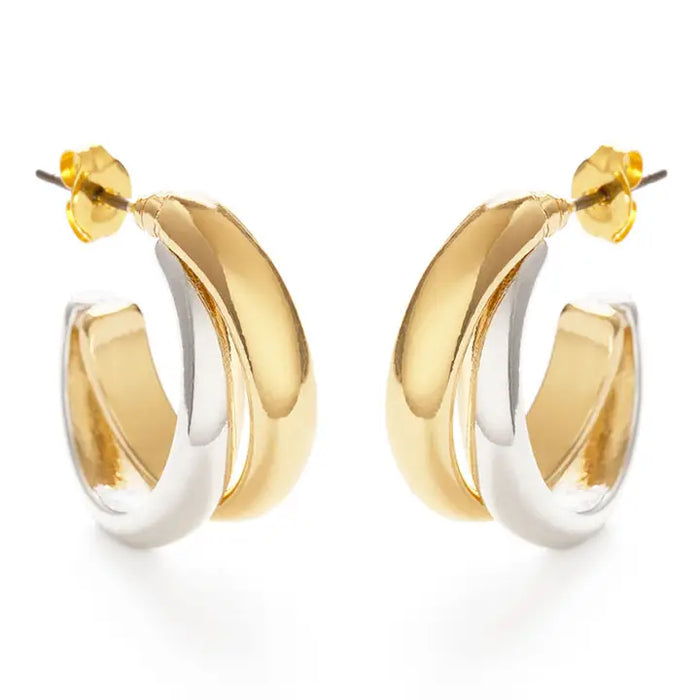 Mixed Metal Hoop Earrings