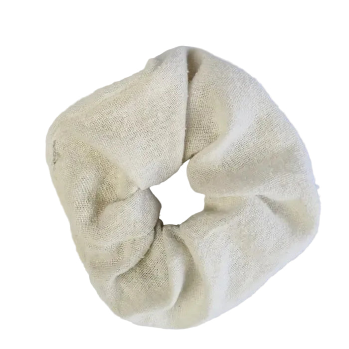 Cream Raw Silk Scrunchie