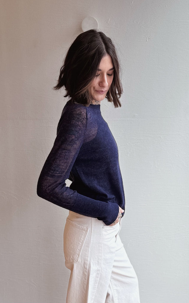 Adrian Crewneck in Navy Dulce Knit