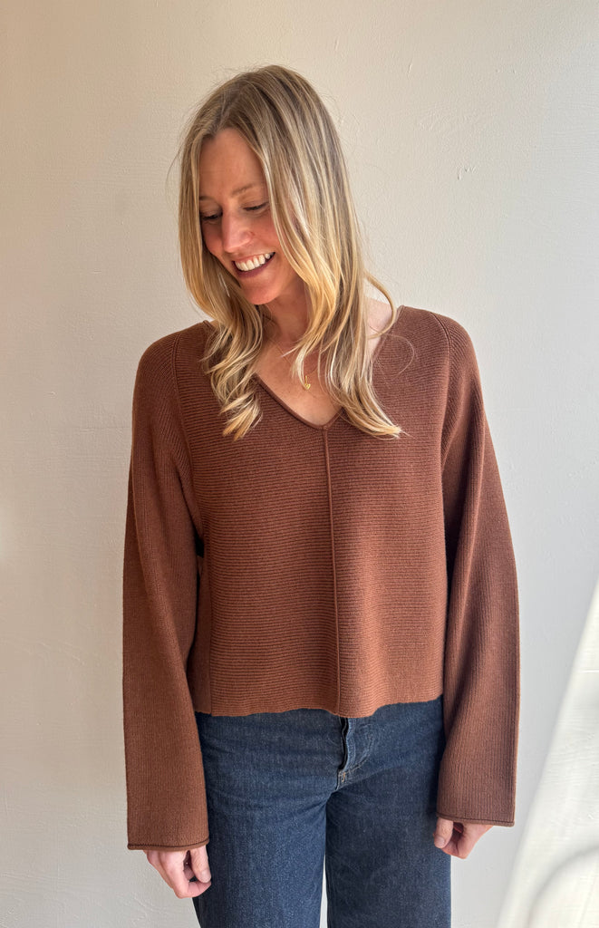 Brown Mia V Sweater