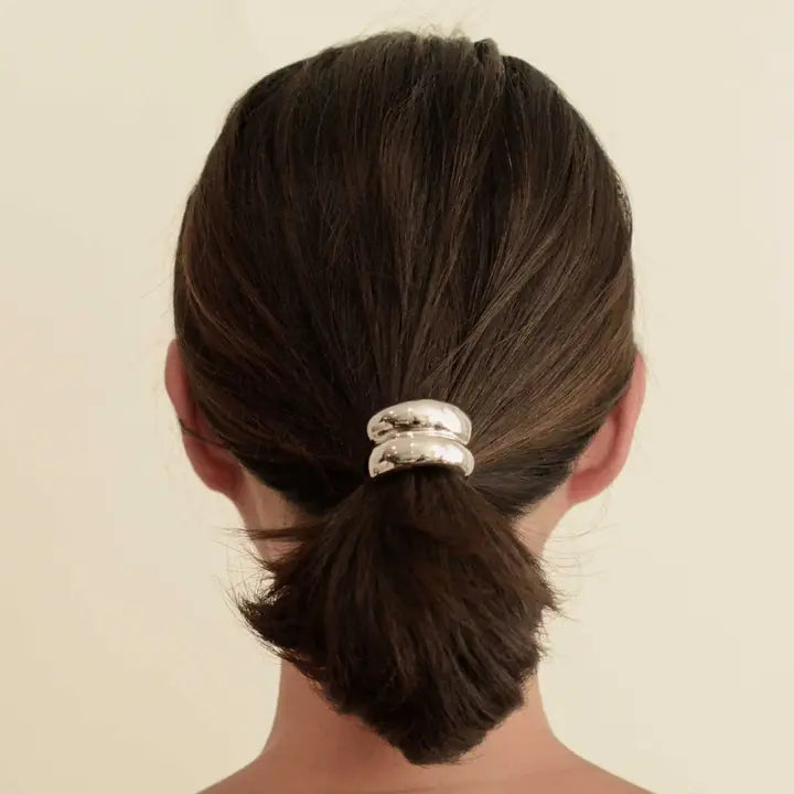Double Arch Metal Hair Tie in Silver