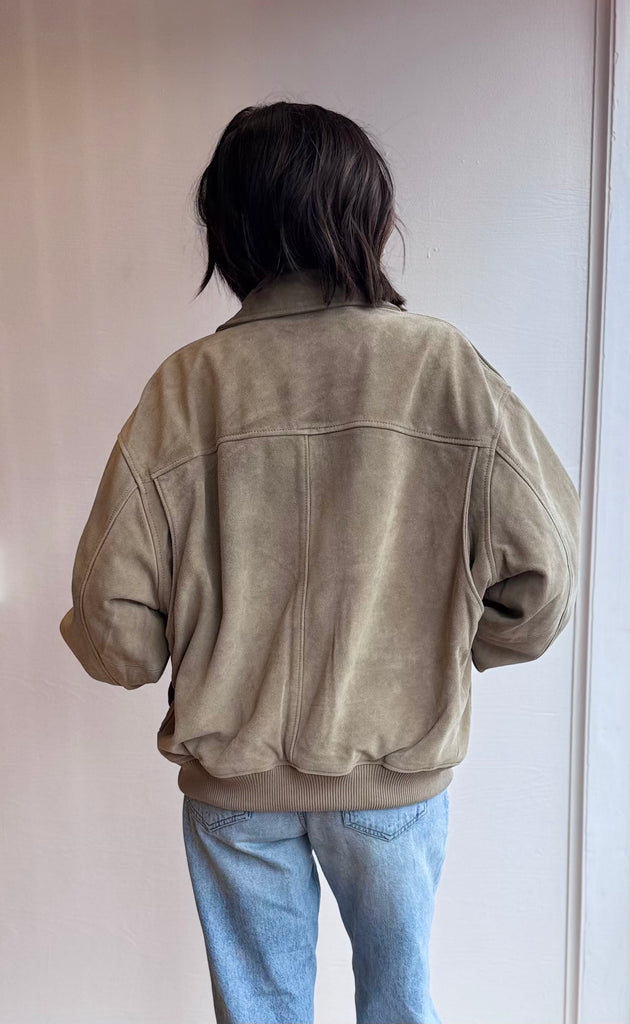 Vivienne suede jacket in khaki olive
