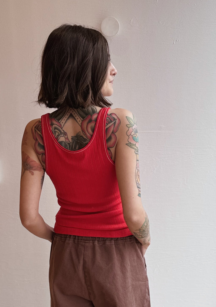 The Pippa Tank in Red + Cream
