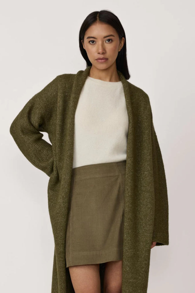 Classic Mini Skirt in Olive Corduroy