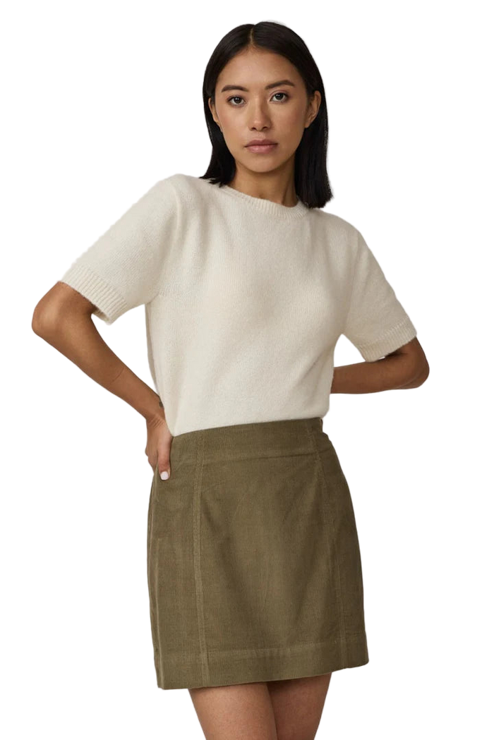 Classic Mini Skirt in Olive Corduroy