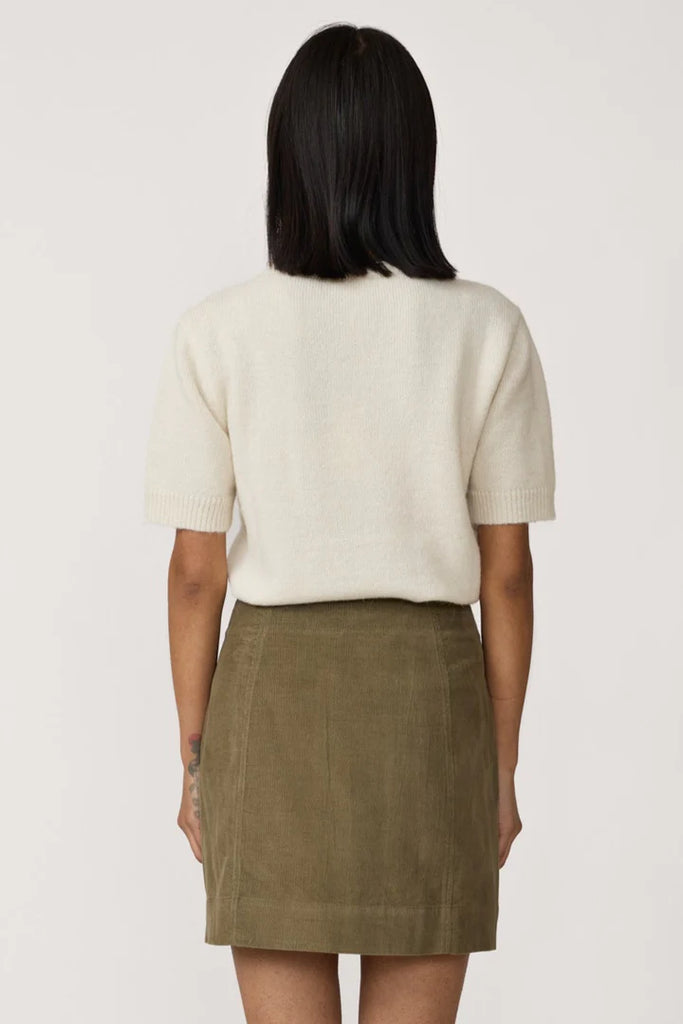 Classic Mini Skirt in Olive Corduroy