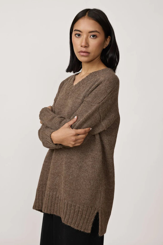 Oversized Alpaca Sweater in nutty brown