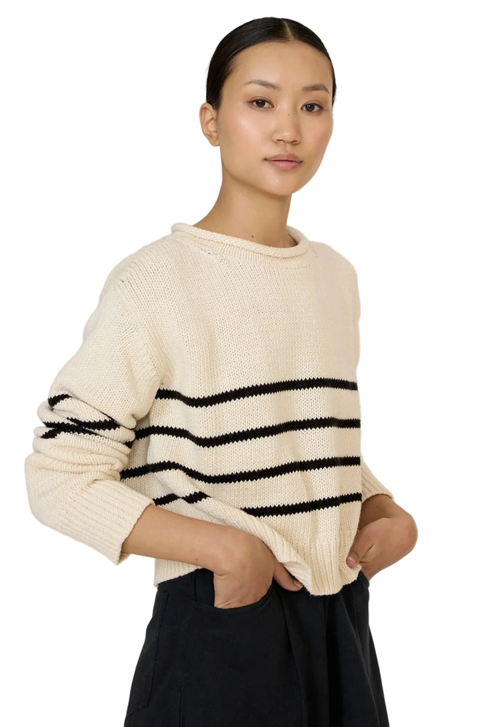 Cropped field sweater in stripe