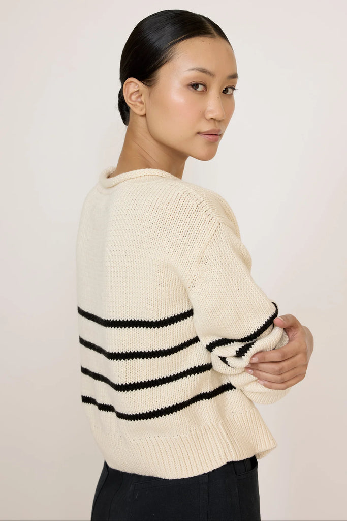 Cropped field sweater in stripe