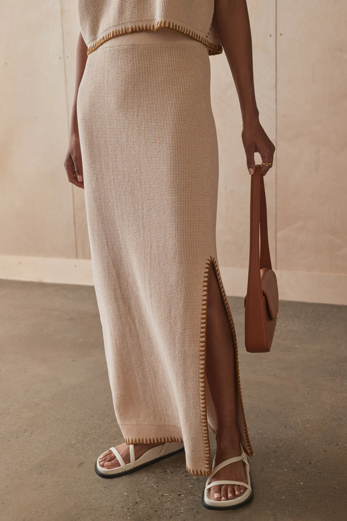 The Maya Knit Skirt in Cashew