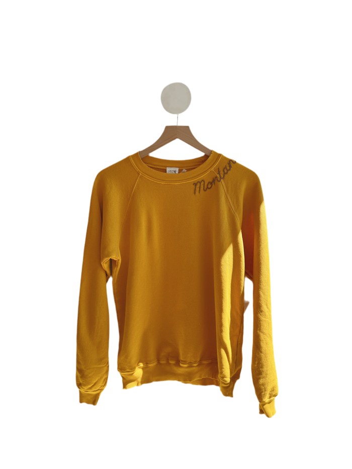 Yellow embroidered Montana Sweatshirt- tan thread