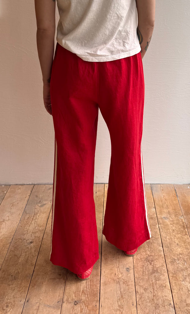 Linen Crop Stripe Pant in Bell Pepper