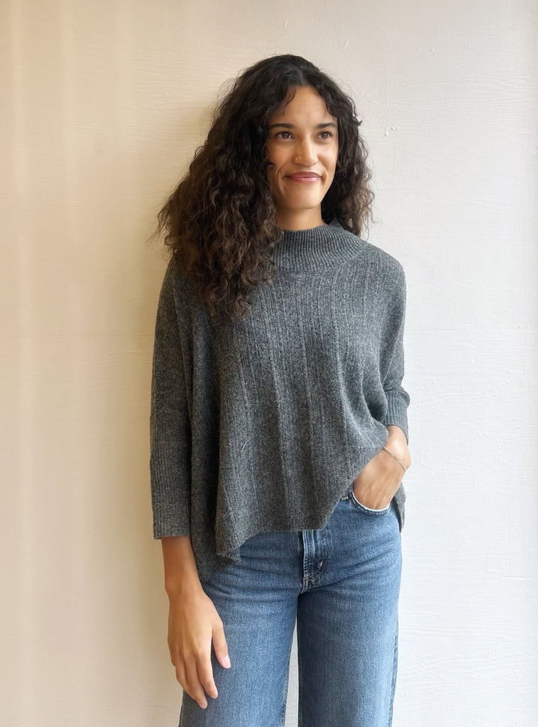 Charcoal Eyelet Ezra sweater