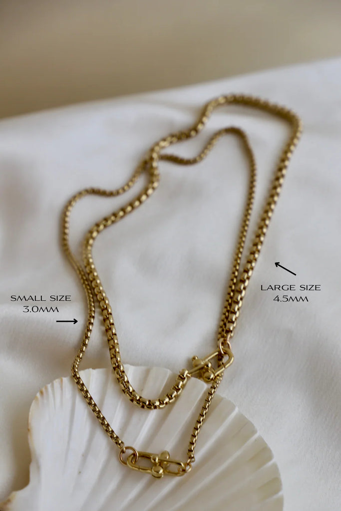 Nova Round Box Chain Necklace - Gold (large)