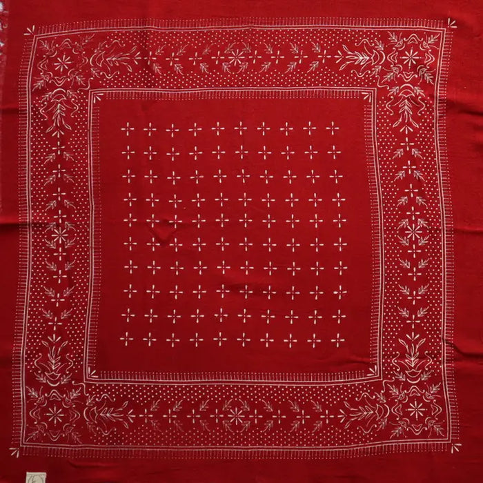 Poppy Raw Silk Dyed Bandana - White Ink