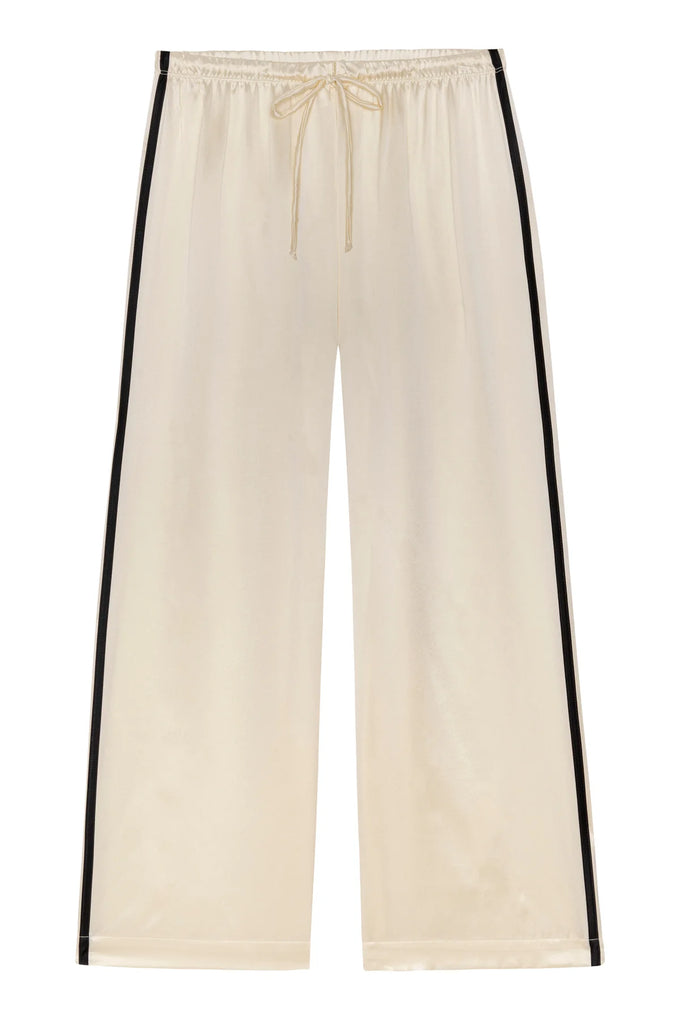 Silk Stripe Crop Pant in Cream / Jet