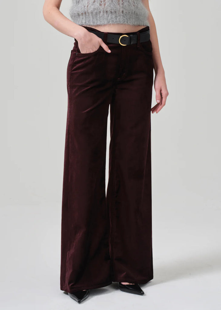 Lolli Mid Rise Baggy in Velvet Burgundy