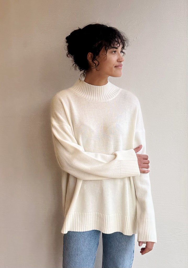 Cream QUINN cashmere turtleneck