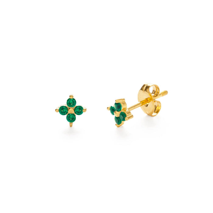 Emerald Crystal Flower Stud