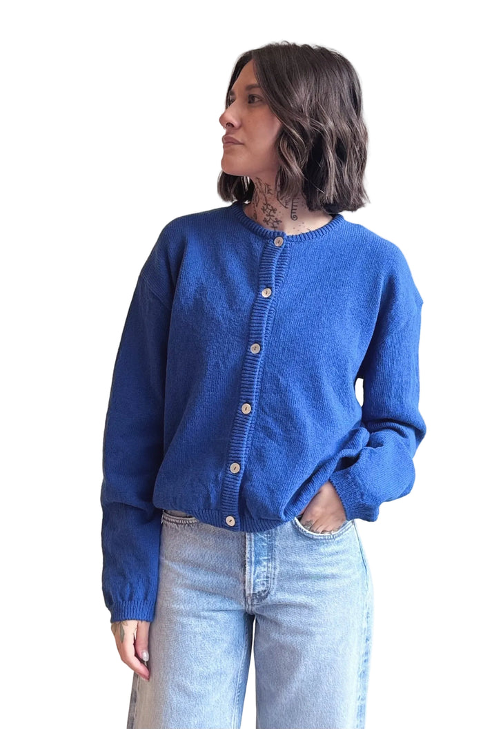 Cotton Leila Cardigan in Cobalt