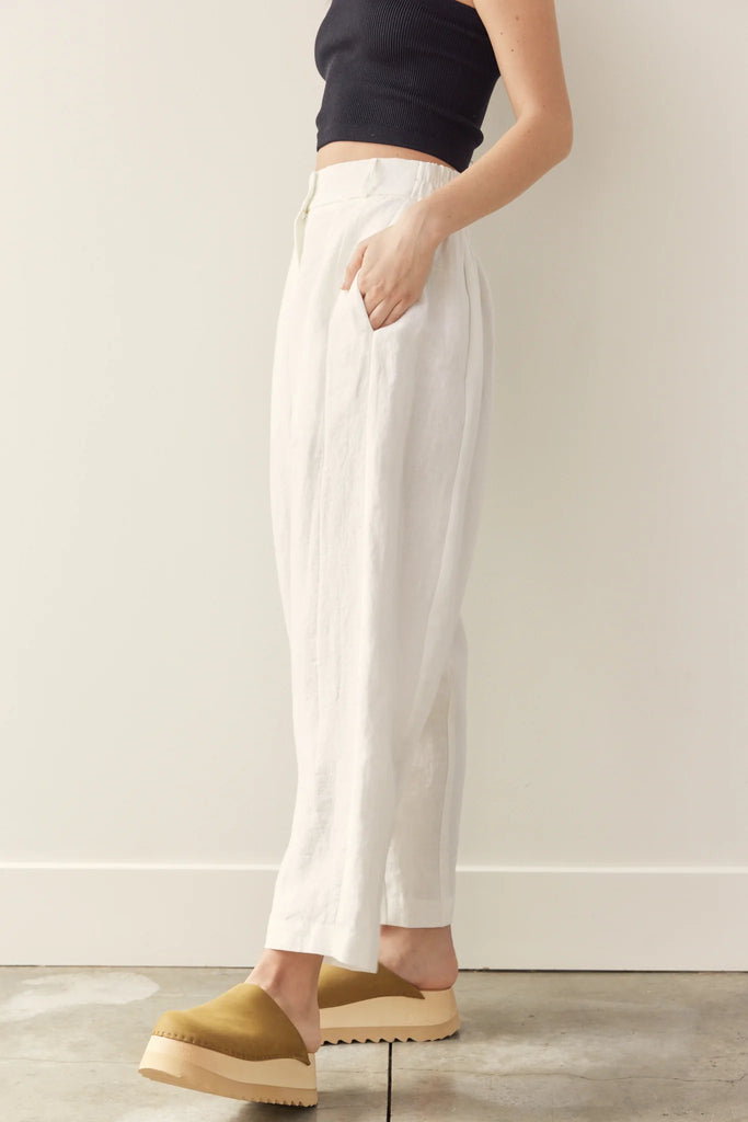 Linen Seamed Pant in White