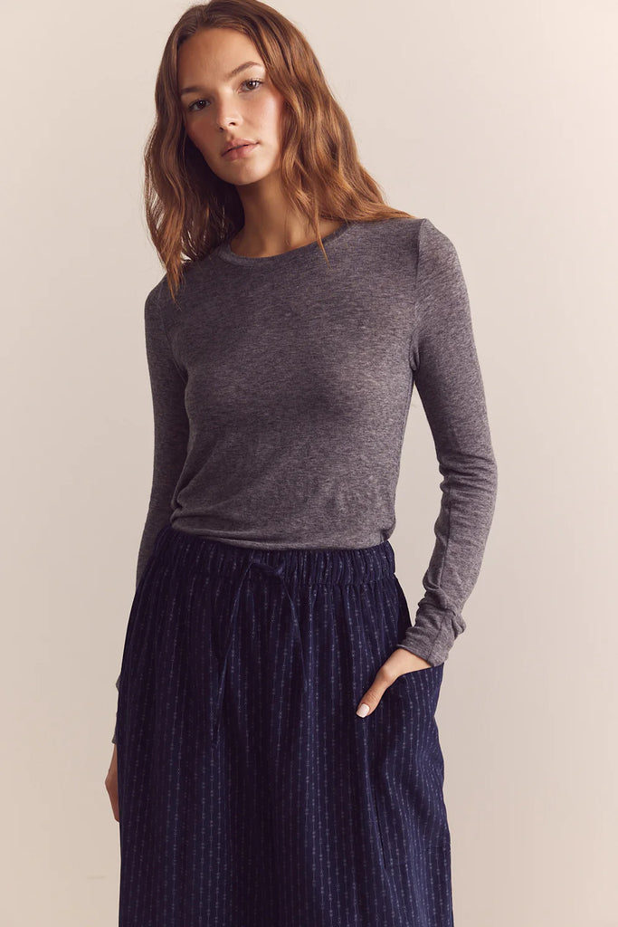 Grey lightweight wool knit top