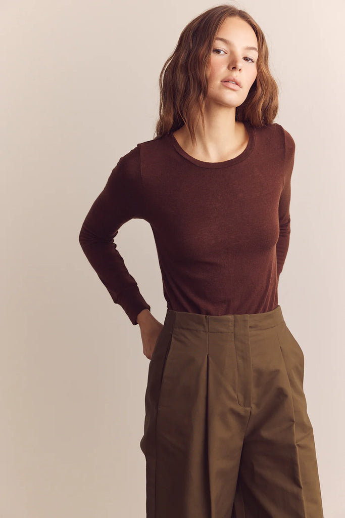 Wool lightweight knit L/S in brown