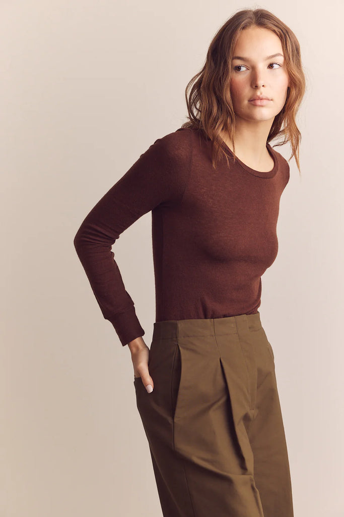 Wool lightweight knit L/S in brown