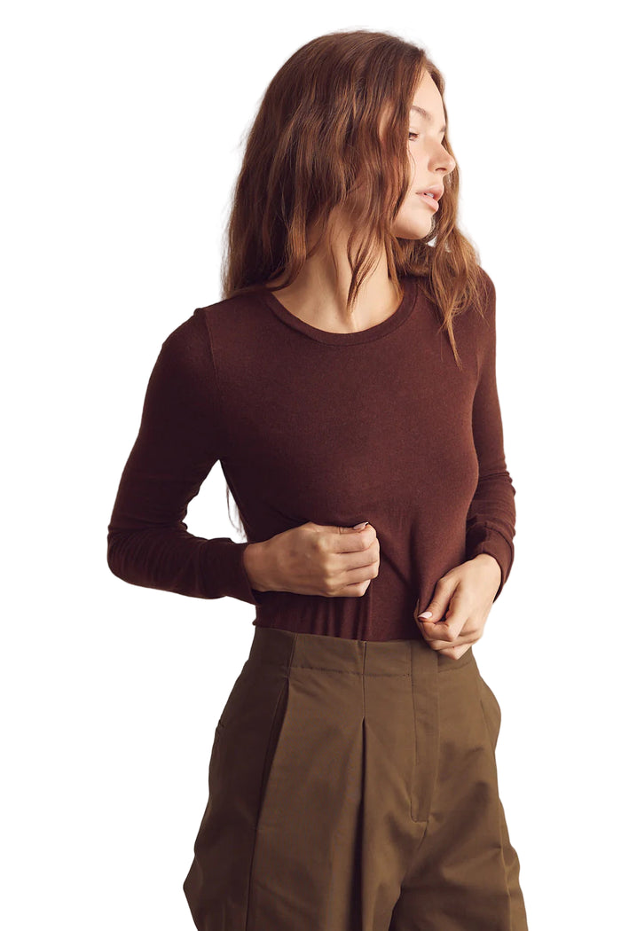 Wool lightweight knit L/S in brown