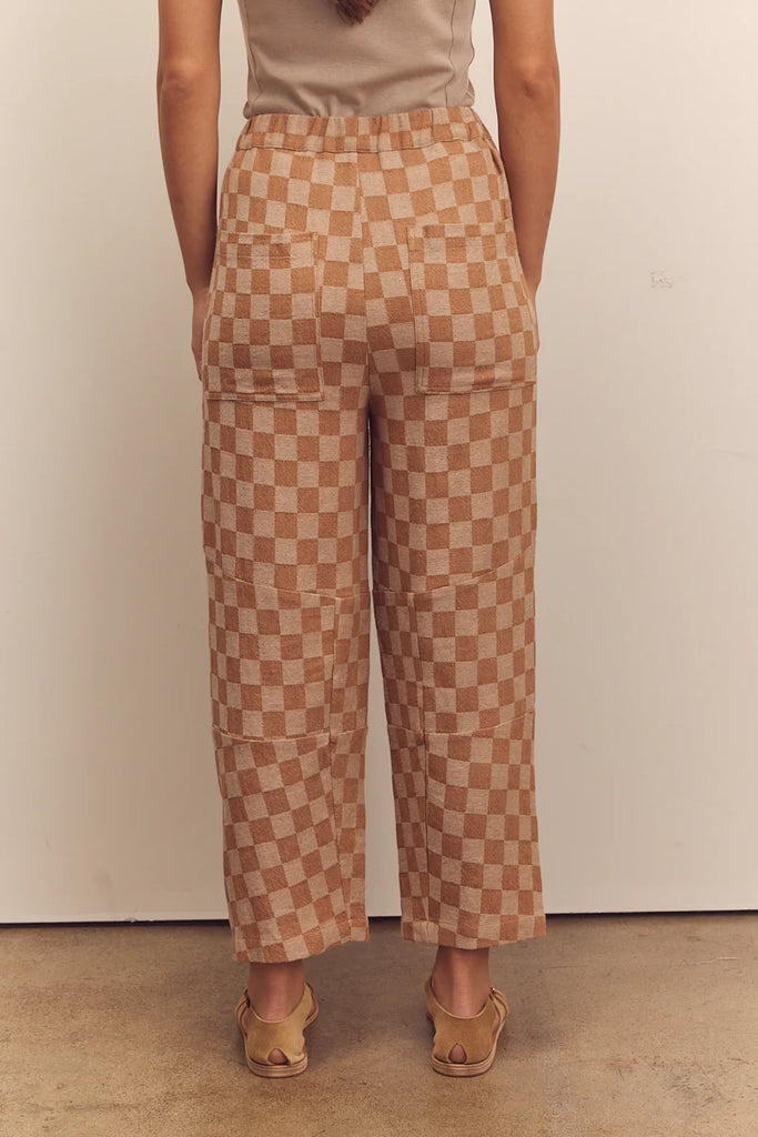 Gingham easy barrel pants