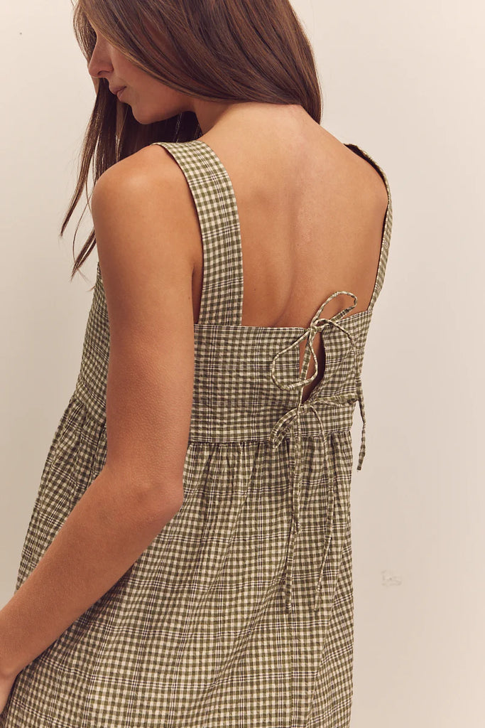 Back Tie Cotton Blend Midi Dress